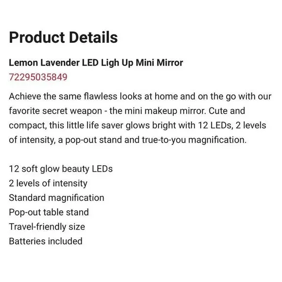 Lemon Lavender LED Light Up Mini Mirror (set of two) - Picture 6 of 7